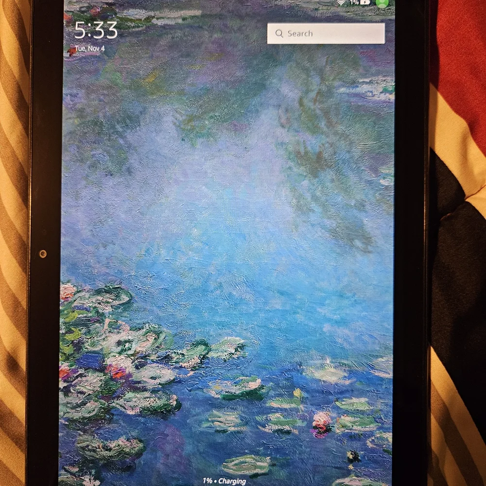 Black Tablet with Water Lilies Wallpaper